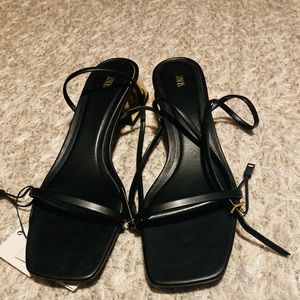 Zara Laminated Heeled Sandals
